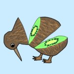 kiwi fruit and bird